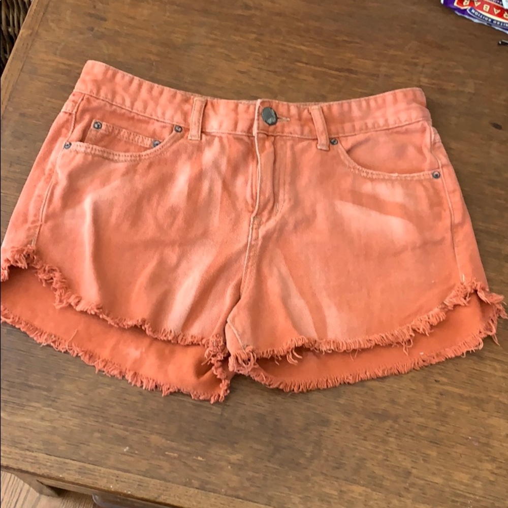 Free People denim shorts burnt orange